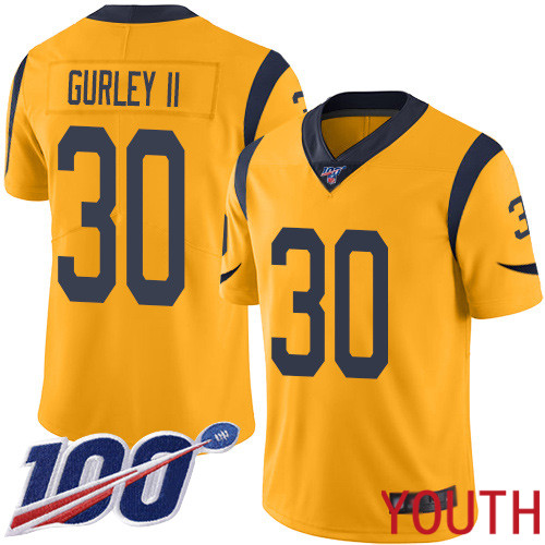 Los Angeles Rams Limited Gold Youth Todd Gurley Jersey NFL Football #30 100th Season Rush Vapor Untouchable